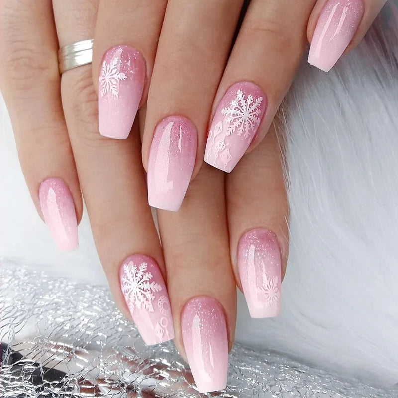 Press-On Nail Set Delicate Floral Reusable Multiple Sizes