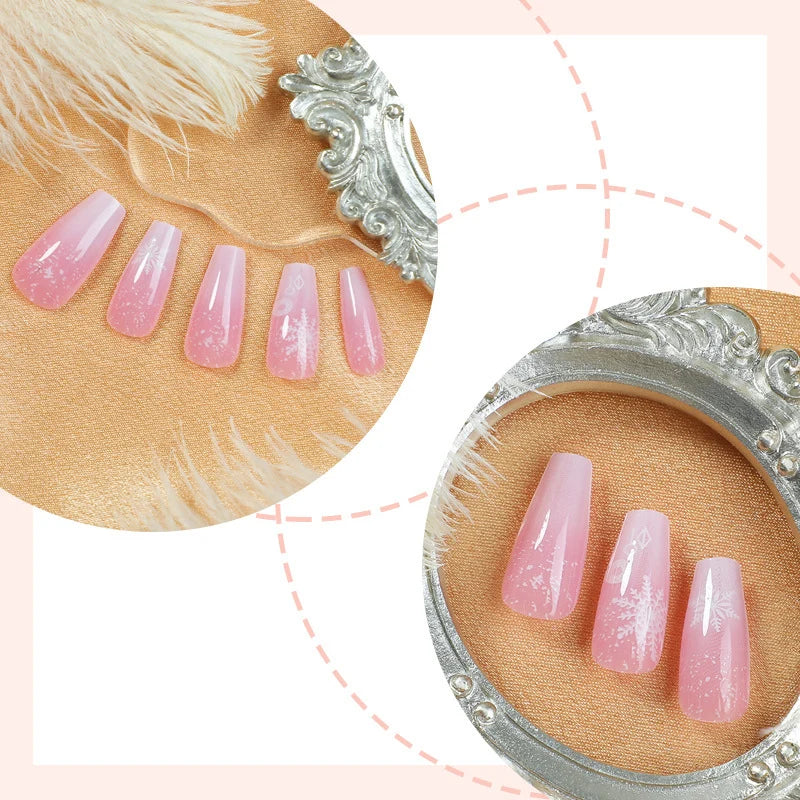 Press-On Nail Set Delicate Floral Reusable Multiple Sizes