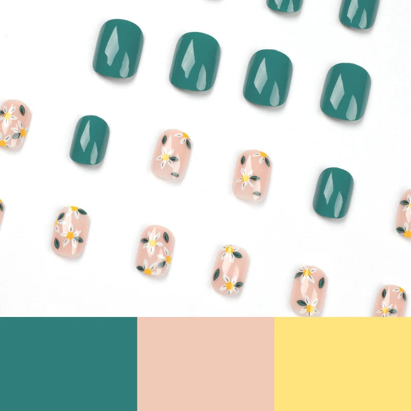 Press-On Nail Set Delicate Floral & Self-Adhesive