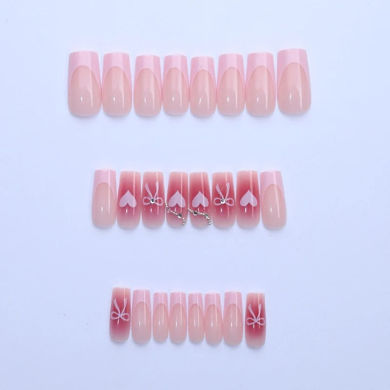 Press-On Nail Set Designer Bows & Sparkle