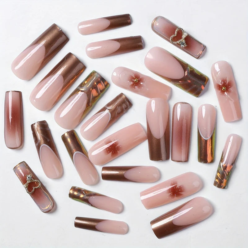 Press-On Nail Set Designer Nail Art Glue-Free & Reusable