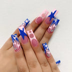 Press-On Nail Set Designer Patterns Durable Acrylic Comfortable Fit