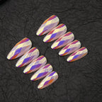 Press-On Nail Set Diamond Pattern 24-Piece Reusable