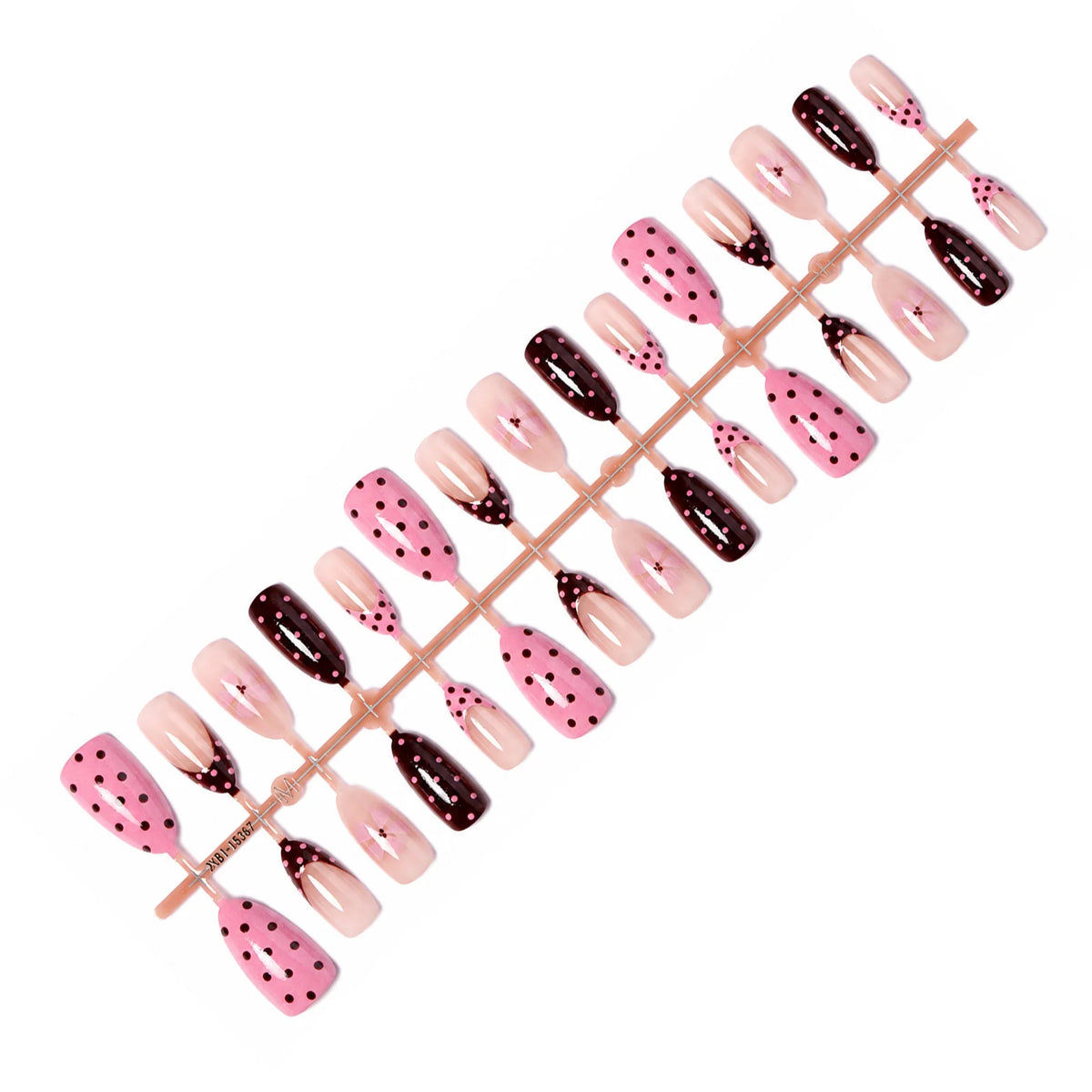 Press-On Nail Set Dots & Floral Easy Application
