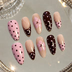 Press-On Nail Set Dots & Floral Easy Application