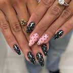 Press-On Nail Set Dotted & Solid Patterns No Glue