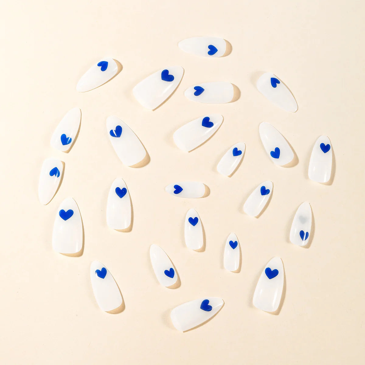 Press-On Nail Set Durable Acrylic Ombre Heart Accent