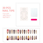 Press-On Nail Set Easy Application Gold Accent