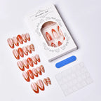 Press-On Nail Set Easy Application Red & Gold Snowflake