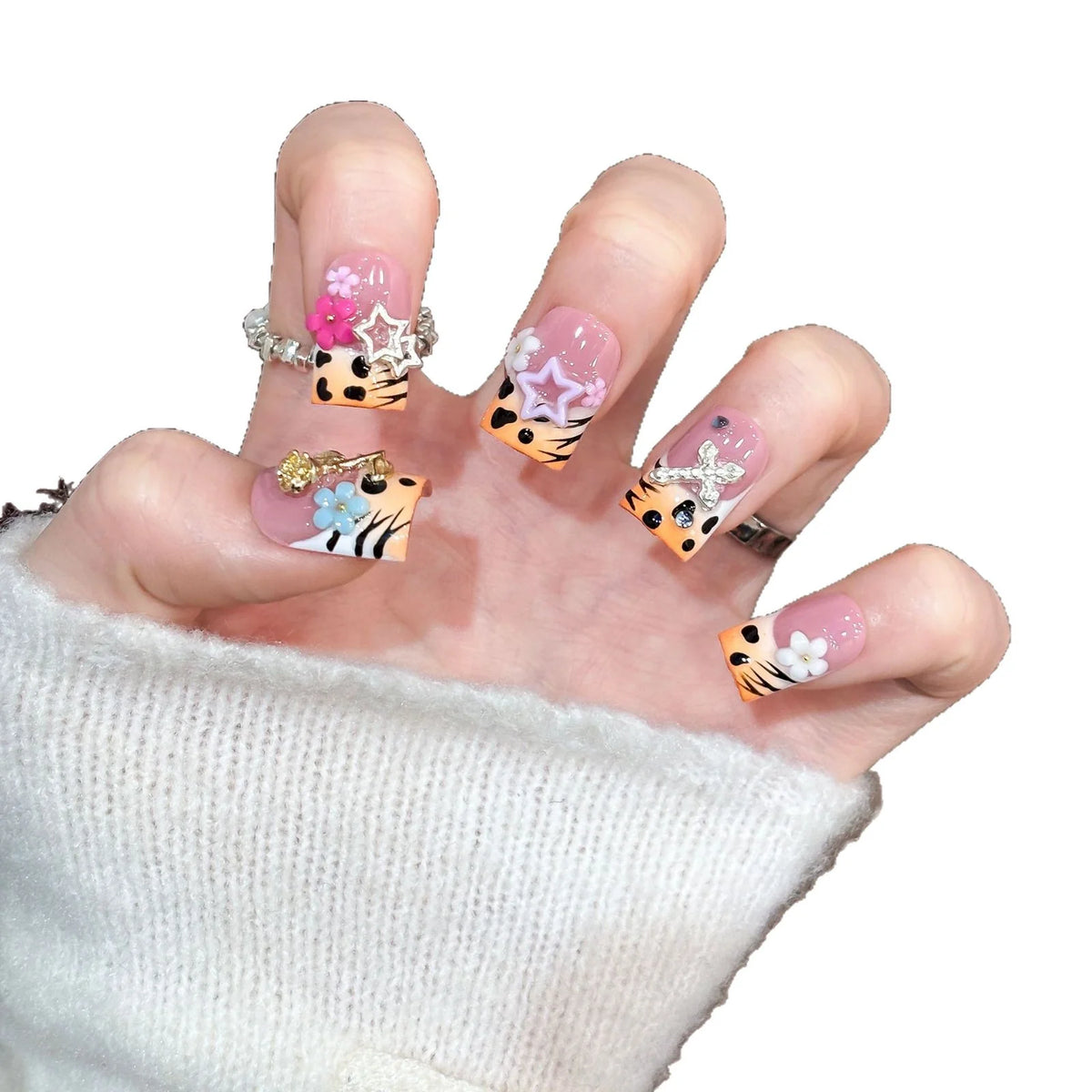 Press-On Nail Set Easy Apply Floral & Animal Designs