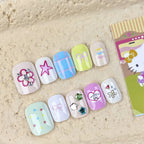 Press-On Nail Set Easy-Apply Floral & Character Designs