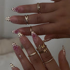 Press-On Nail Set Easy Apply Long-Lasting Floral & Dot Designs