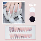 Press-On Nail Set Elegant Bow Accents Comfort Fit