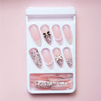 Press-On Nail Set Elegant Bow Accents Comfort Fit