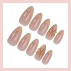 Press-On Nail Set Elegant Bow Accents Easy Application