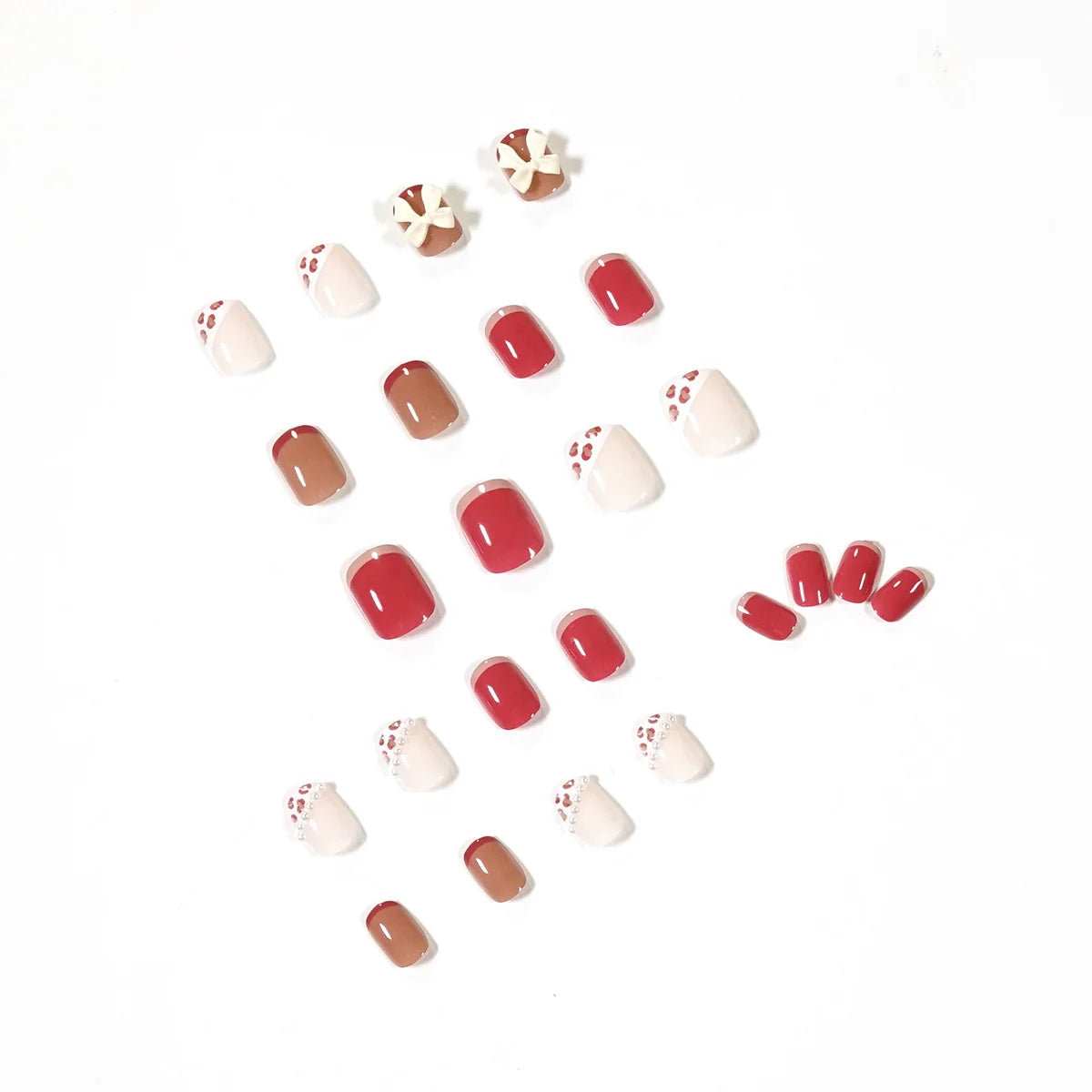 Press-On Nail Set Elegant Bow Reusable & Easy Application