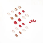 Press-On Nail Set Elegant Bow Reusable & Easy Application