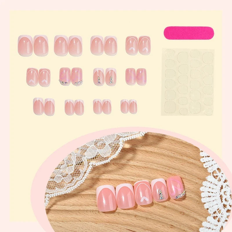 Press-On Nail Set Elegant Designs & Sparkling Accents Self-Adhesive