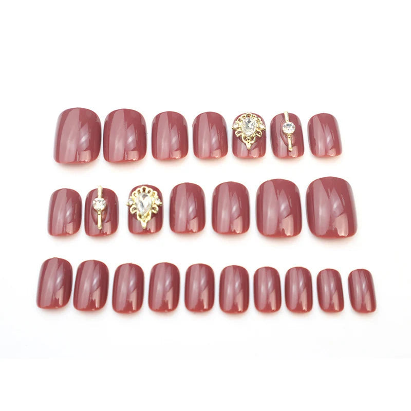 Press-On Nail Set Elegant Designs Strong Adhesive Reusable