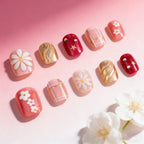 Press-On Nail Set Elegant Floral Easy Application