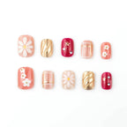 Press-On Nail Set Elegant Floral Easy Application