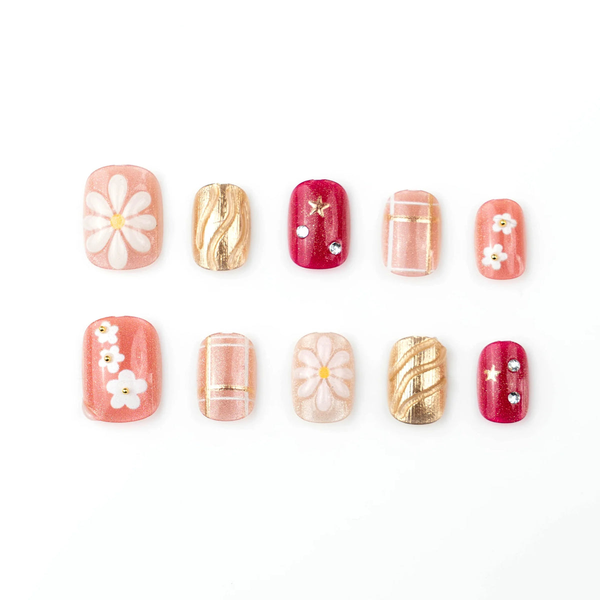 Press-On Nail Set Elegant Floral Easy Application