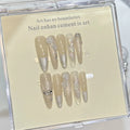 Press-On Nail Set Elegant Floral & Silver Accents