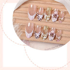 Press-On Nail Set Elegant Gold Accents Easy-Apply & Reusable