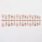 Press-On Nail Set Elegant Gold Accents Easy-Apply & Reusable
