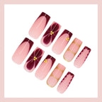 Press-On Nail Set Elegant Gradient Delicate Embellishments Easy Application