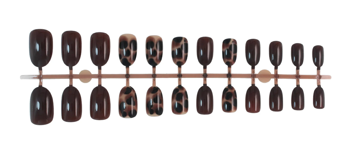 Press-On Nail Set Elegant Leopard Pattern Easy Application