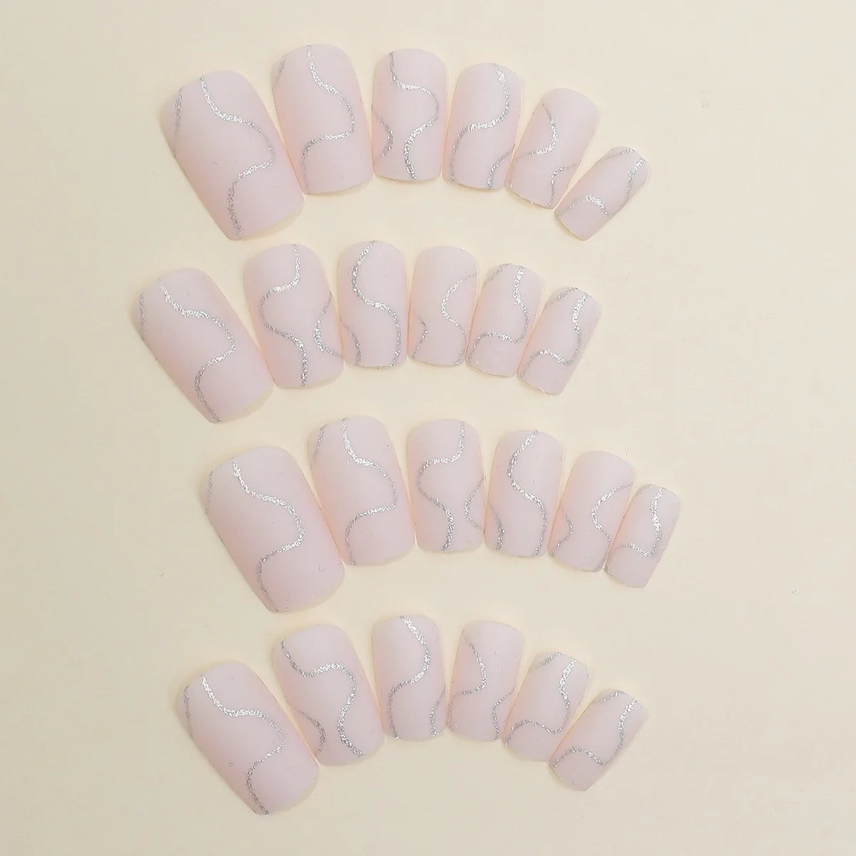 Press-On Nail Set Elegant Lines & Glitter