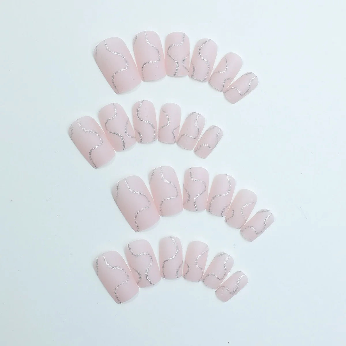 Press-On Nail Set Elegant Lines & Glitter