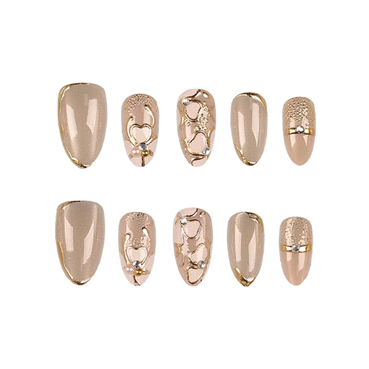 Press-On Nail Set Elegant Patterned Quick Application & Long-Lasting
