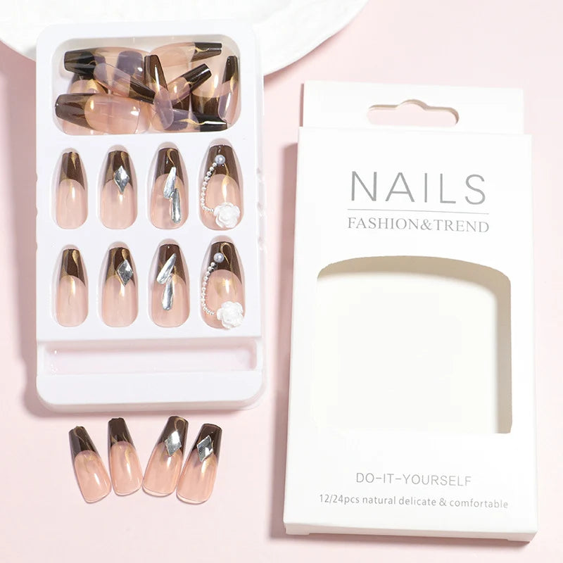 Press-On Nail Set Embellished 24 Piece Easy DIY