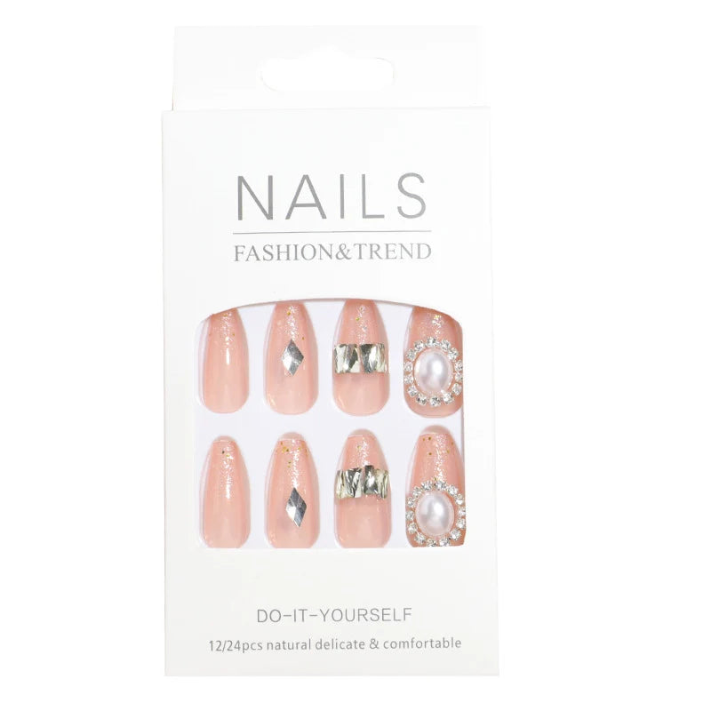 Press-On Nail Set Embellished 24 Piece Easy DIY