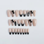 Press-On Nail Set Embellished Black Reusable