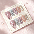 Press-On Nail Set Embellished Design No Glue & Reusable