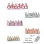 Press-On Nail Set Embellished Design No Glue & Reusable