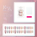 Press-On Nail Set Embellished Design No Glue & Reusable