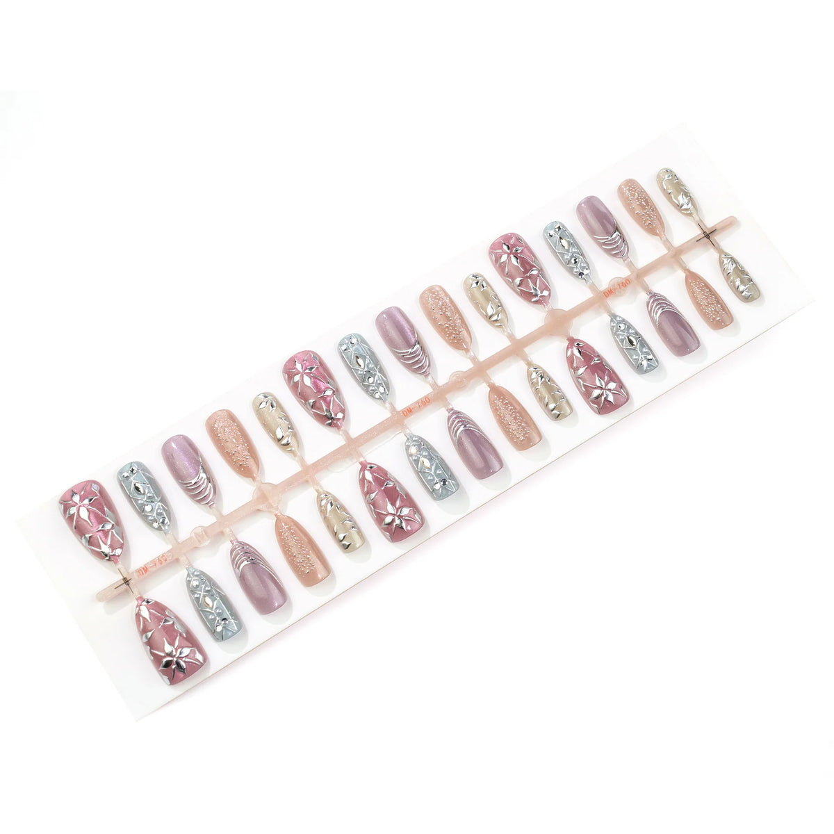 Press-On Nail Set Embellished Design No Glue & Reusable