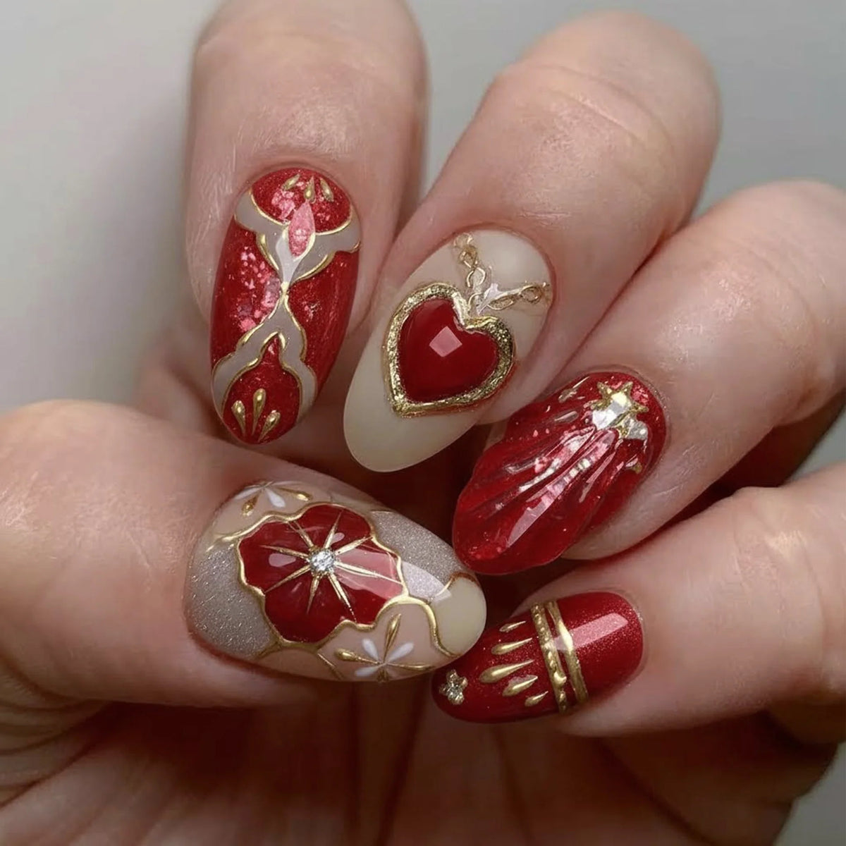 Press-On Nail Set Embellished Durable & Reusable