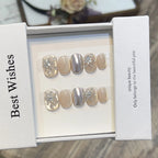 Press-On Nail Set Embellished Floral & Rhinestone Self-Adhesive