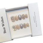 Press-On Nail Set Embellished Floral & Rhinestone Self-Adhesive