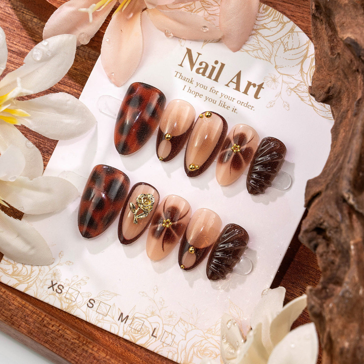 Press-On Nail Set Embellished Glue-Free & Reusable