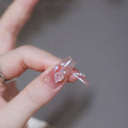 Press-On Nail Set Embellished Pink Strong Adhesive & Reusable