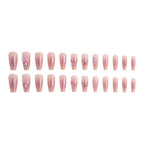 Press-On Nail Set Embellished Pink Strong Adhesive & Reusable