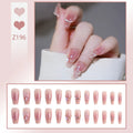 Press-On Nail Set Embellished Pink Strong Adhesive & Reusable
