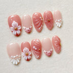 Press-On Nail Set Embossed Floral & Easy Application