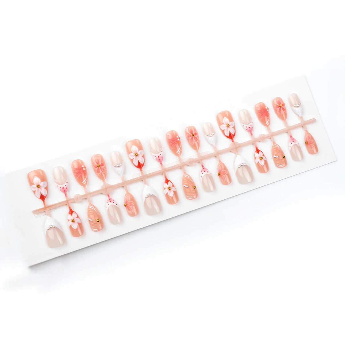 Press-On Nail Set Embossed Floral & Easy Application